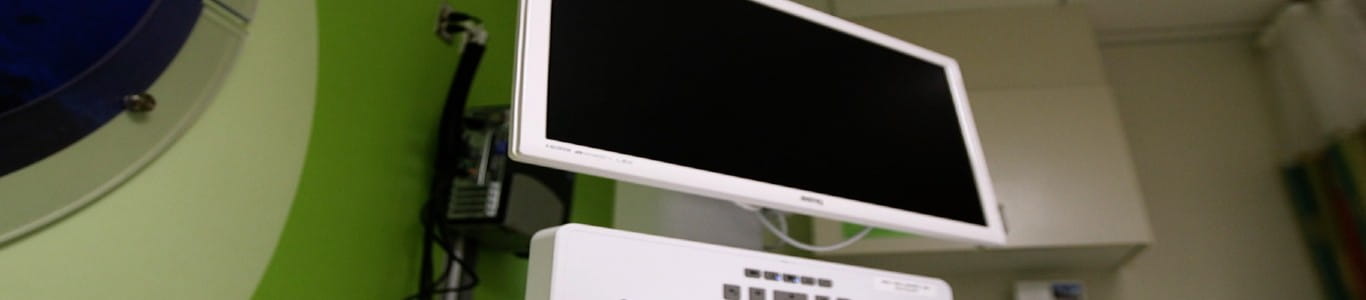 Computer monitor in clinical setting.