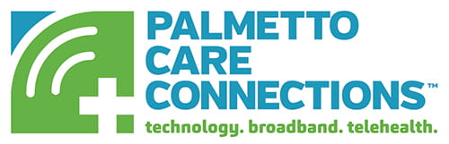 Palmetto Care Connections logo | technology. broadband. telehealth.